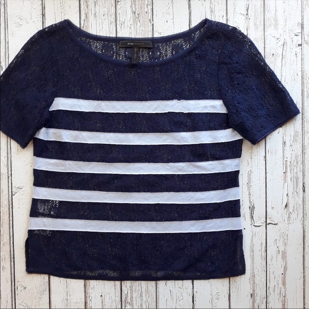 ❤️BCBGMAXAZRIA Striped nautical lace TOP